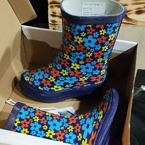 Blue and Orange Rain & Snow Boots with Vibrant Design